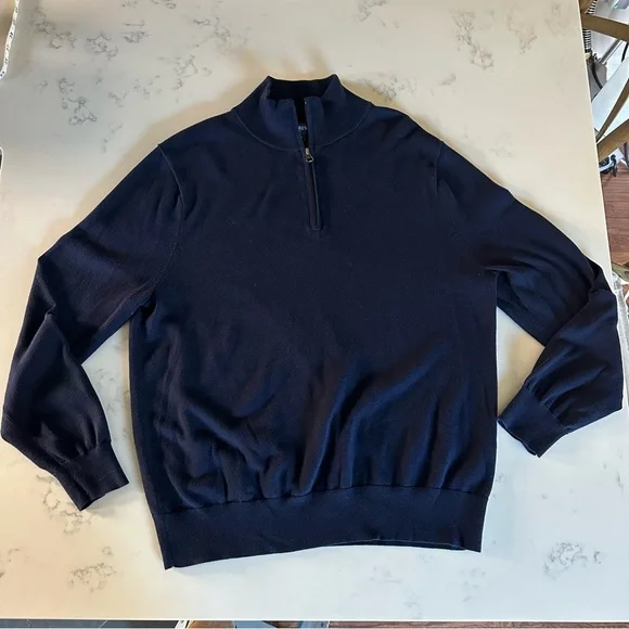 J.Crew Mens Navy Blue 100% Cotton Half Zip Sweater Size Large-B35 - Picture 3 of 10